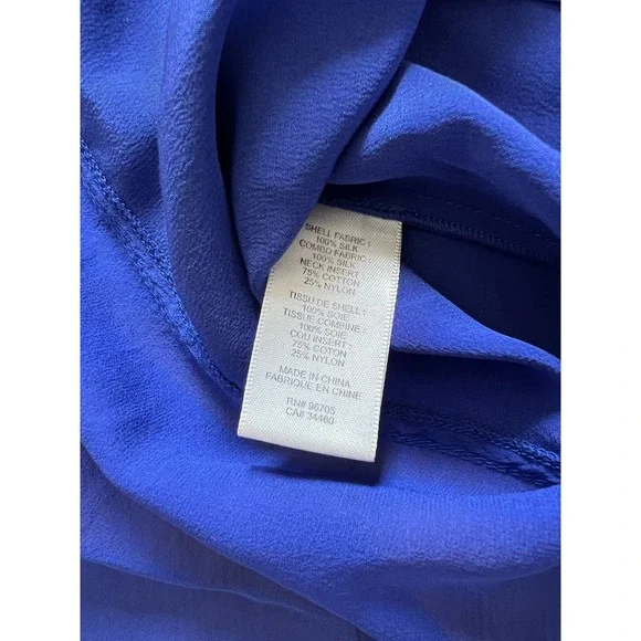 Rebecca Taylor Blue Lace V Neck Cap Sleeve High Low Silk Blend Women Top Size‎ 4 - Picture 7 of 7
